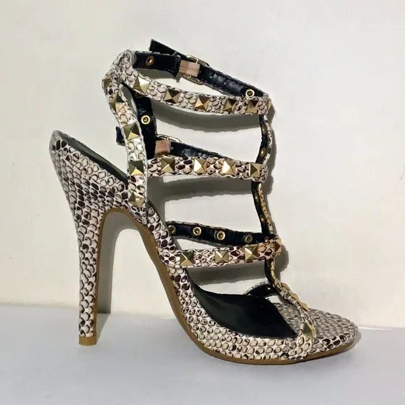 Wild Diva Lounge Snake Cage Stiletto shoes 6 NWT - Picture 3 of 14